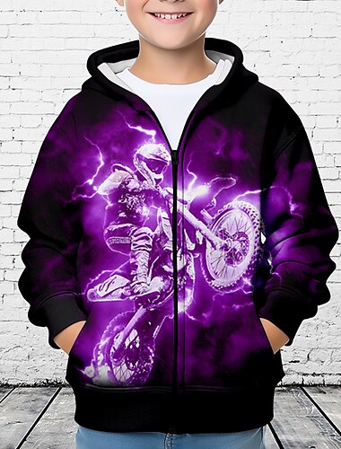  chlapci 3d auto mikina kabát svrchní oblečení dlouhý rukáv 3D tisk podzim zima móda streetwear cool polyester děti 3-12 let venkovní ležérní denní regular fit