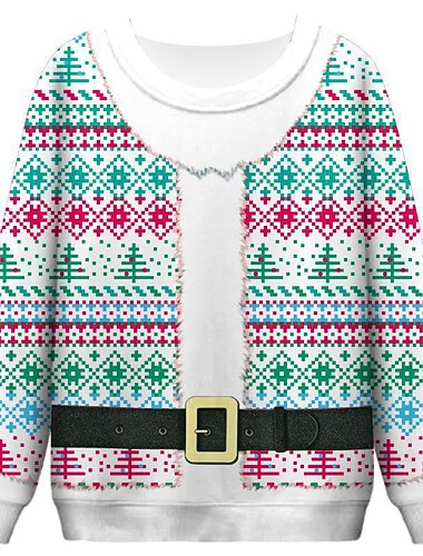  Jul Hattetrøje Pullover Morsom julegenser 3D-utskrift Trykt mønster 3D Lomme foran Graphic Morsom Til Par Herre Dame Voksne Jul Karneval Maskerade 3D-utskrift Fest