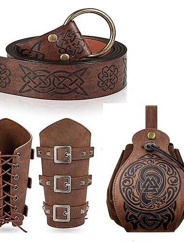  Retro / vintage Keskiaika Steampunk Vyötärövyö huotra Vyölaukku Merirosvo Viikinki Ranger Naamiaispuku Sukupuolineutraali Kelttiläinen Viikinki Halloween Karnevaali Suoritus Juhla LARP Aikuisten