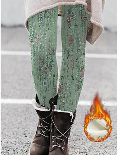  Kvinnors leggings byxor mode streetwear hel längd hög midja blommig färgblock rand tryck komfort andningsbarhet mjuk mikroelastisk semester gata vardag mörkgrön mörkgrå grön mörkblå