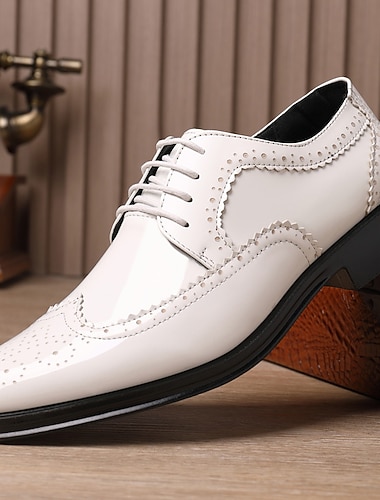  Heren bordeauxrode lakleren wingtip oxford schoenen – klassieke brogue dress schoenen voor bruiloften, zakelijke en formele evenementen