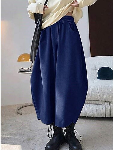  Dam underbyxor Beskurna byxor Harem byxor Semester Vintage Mode Ankellång Hög midja Ensfärgat Ficka Elastisk midja Andningsfunktion Bekväm Microelastisk Utomhus Gata Dagligen Mörkbrun Svart Bl