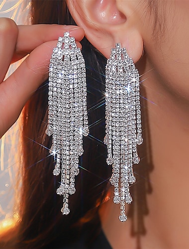  Mujer Pendientes cortos Pendientes colgantes Pendients de aro Retro Gota Vintage Elegante Sencillo Lujo Aretes Joyas Plata Para Boda Fiesta Festivos Pedida Fiesta de baile 1 Par
