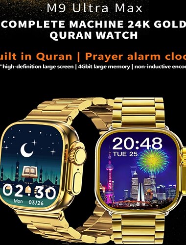  M9 Ultra Max Reloj inteligente 2.1 pulgada Smartwatch Reloj elegante Bluetooth Podómetro Recordatorio de Llamadas Seguimiento del Ejercicio Compatible con Android iOS Mujer Hombre Larga espera
