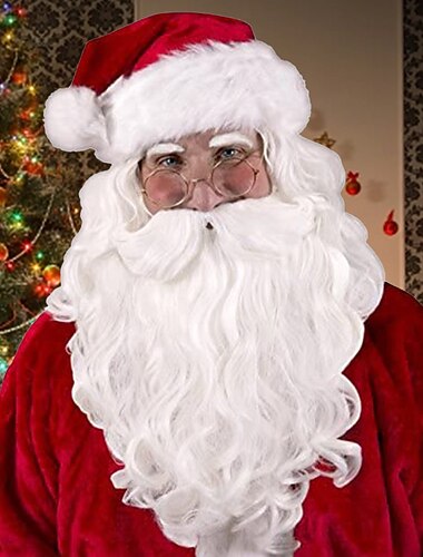  vit peruk mustasch&amp; skägg - tillbehör till semesterdräkt tvättbara kostymperuker för män för semesterfester karaktärsimpersonation maskerad cosplay och presentevenemang julfest peruker