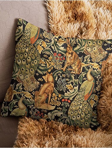  vintage dubbelzijdige kussensloop 1pc zacht geïnspireerd door william morris decoratieve vierkante kussenhoes kussensloop voor slaapkamer woonkamer slaapbank stoel