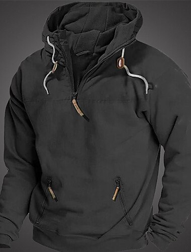  Homens Moletom Quarter Zipper Hoodie Tático Azul Preto Verde Tropa Marron Com Capuz Bloco de cor Zíper Desportos e Ar livre Diário Feriado Algodão Poliéster Roupa de rua Legal Casual Primavera
