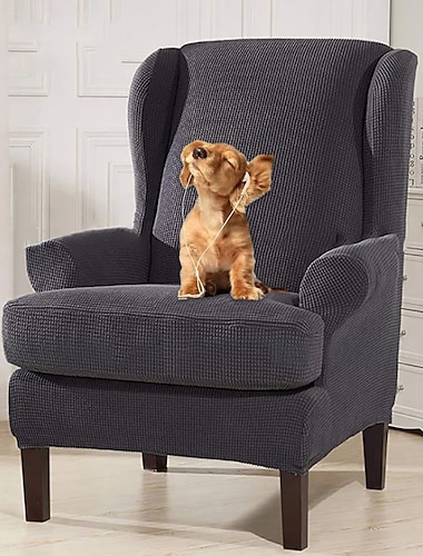  funda para silla con respaldo de oreja funda elástica para sofá funda elástica para sofá con funda de cojín en t color sólido liso suave duradero