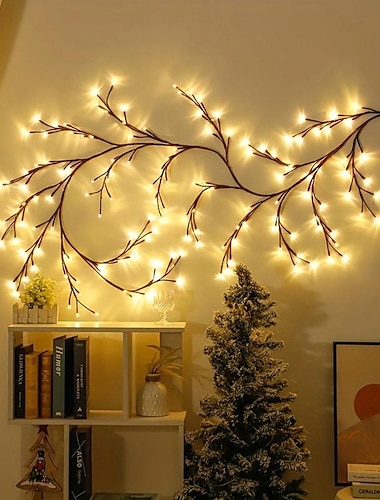  1 قطعة ضوء فرع 96 LED، لتزيين جدار سطح المكتب، 8 أوضاع، ضوء شجرة العطلات DIY الذي يعمل بمنفذ USB، ديكور الهالوين، ضوء ليلي لزينة عيد الميلاد