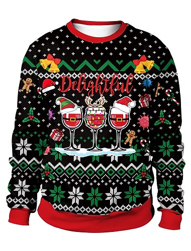 julenissen Hattetrøje Pullover Morsom julegenser 3D-utskrift Trykt mønster 3D Lomme foran Graphic Til Par Herre Dame Voksne Jul Karneval Maskerade 3D-utskrift Fest