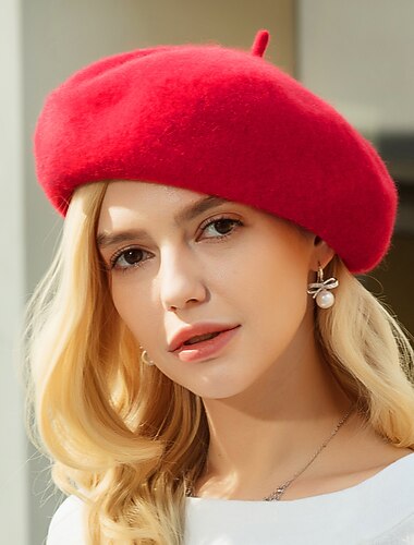 Hatter Ull Baret Hat Bryllup Avslappet Hesteløp Klassisk dame Bryllup Med Ren Farge Hodeplagg Hodeplagg