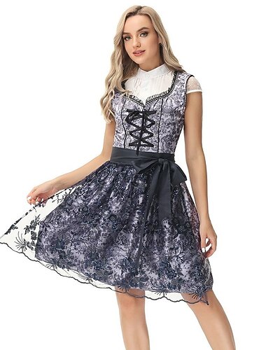  Oktoberfest Dirndl Trachtenkleider Oktoberfest / bier Beiers Bavarian Wiesn Traditionele stijl Weiden Dames Doek in traditionele stijl Blouse Kleding Schort