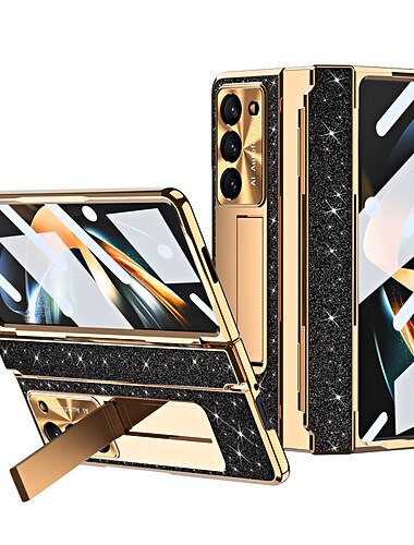  טלפון מגן עבור סמסונג גלקסי קיפול Z 6 Z Fold 5 Z Fold 4 Z Fold 3 עם Magsafe עם מעמד ומגן מסך תמיכה בטעינה אלחוטית PC עור PU