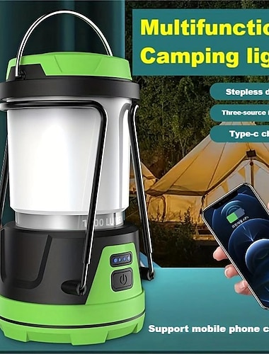  充電式1000lm LEDキャンプランタン1個、4400mAhパワーバンク、4つのライトモード付き防水テントライト、キャンプの必需品、キャンプ、ハリケーン、緊急用のポータブルランタン懐中電灯 &ハイキング