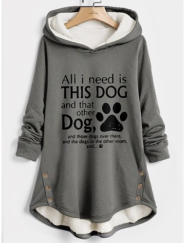  Damen Kapuzenpullover Sweatshirt Pullover Sherpa Fleece gefüttert Grafik Buchstaben Casual Sport Knopfdruck Warm Fuzzy Hoodie Langarmshirt Mikroelastisch Herbst&amp;Winterkomfort, atmungsaktives,