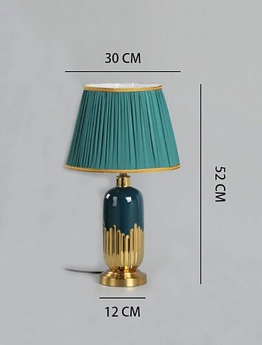  Nachttischlampe, Keramik-Nachttischlampen mit Stoffschirm und Metallsockel, schlichte Tischlampe für Home-Office-Café-Restaurant, grüne Tischlampe, 22,8" hohe Tischlampen 85-265 V