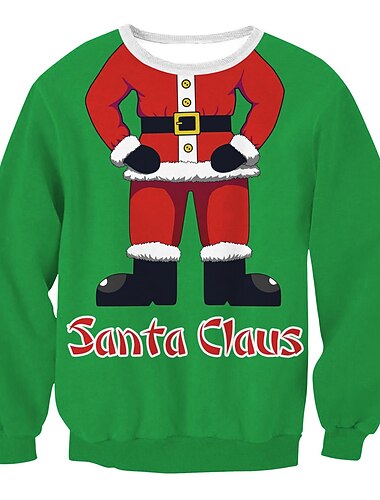  Jul Hattetrøje Pullover Morsom julegenser 3D-utskrift Trykt mønster 3D Lomme foran Graphic Morsom Til Par Herre Dame Voksne Jul Karneval Maskerade 3D-utskrift Fest