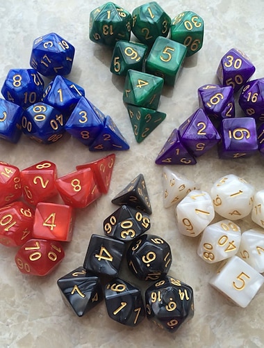  Juego de dragón de siete piezas con dados de varios lados y juego de mesa de mazmorra, grupo de carrera trpg