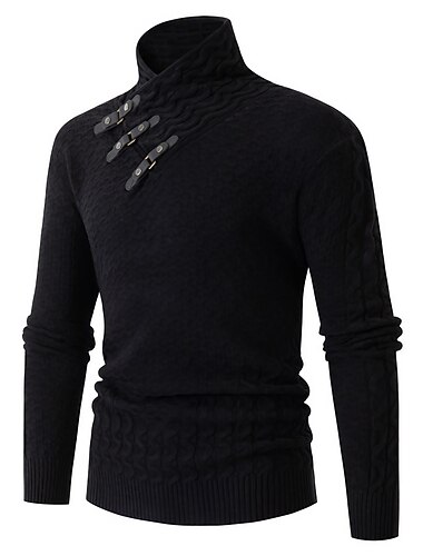  Homme Pull à col roulé Pull A côtes Tricoter Hauts réguliers Tricoté Plein Col Roulé Moderne contemporain Travail Usage quotidien Vêtement Tenue Hiver Noir Gris foncé S M L