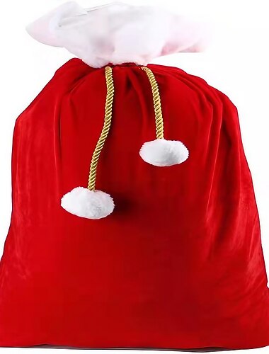  Weihnachtsmann, großer goldener Geschenkbeutel aus Samt, Kordelzug, Halskette, Geschenkrucksack, Weihnachtsdekoartikel, Requisiten für Weihnachtsgeschenke
