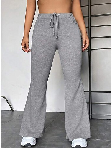  Dam Blossa Joggingbyxor Aktiv Mode Streetwear Fullängd Hög midja Slät Ficka Mateial som andas Mjuk Bekväm Microelastisk Utomhus Gata Dagligen Grå Svart Höst Vinter Normal
