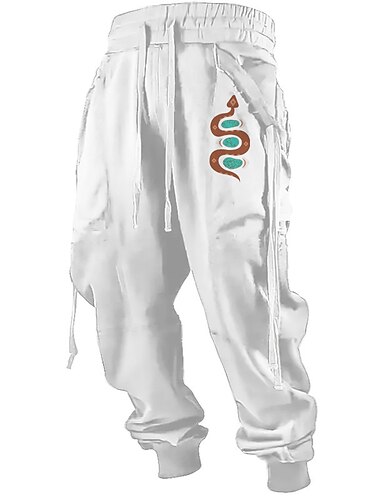  Schlange Vintage Herren 3D-Druck Jogginghose Trainingshose Jogginghose Jogger Hosen Hose Outdoor Strasse Casual Polyester Schwarz Weiß Grün S M L Mittlere Taillenlinie Elastizität Hose