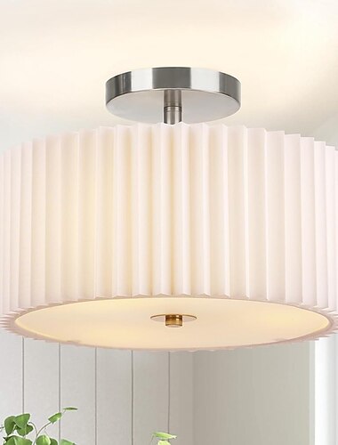  נברשת תוף עם גוון לבן, מנורת תקרה מודרנית חצי שטוחה למטבח, חדר שינה, סלון, מסדרון, נברשת עם גוון תוף 110-240v