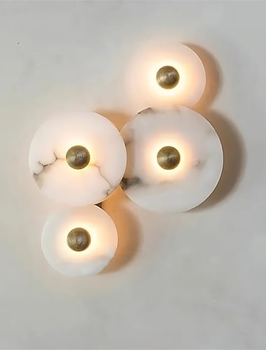  Lámpara de aplique de pared LED de mármol 15/20/25/30/35 cm diseño circular minimalista montaje en pared accesorio de iluminación luces interiores para sala de estar dormitorio 110-240v