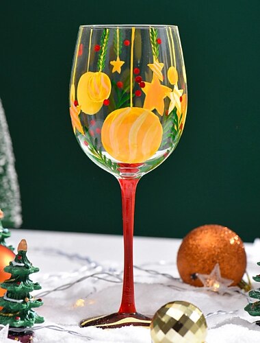  juledeco-vinglass, ideell for hvitvin, rødvin eller cocktailer, nyhetsgave til bursdager, bryllup, valentinsdag