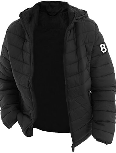  Herren Graphic Zahl Mantel Winterjacke Brautkleider schlicht Täglich Festtage Ausgehen Bedruckt Herbst Winter Mit Kapuze Langarm Schwarz Armeegrün Dunkelblau