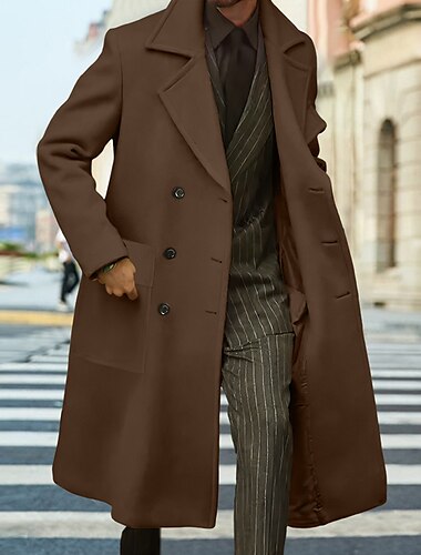  Herren Wintermantel Mantel Langer Trenchcoat Outdoor Freizeitskleidung Herbst Winter Polyester Oberbekleidung Bekleidung Modisch Strassenmode Glatt Kargen Doppelreihiger Verschluss