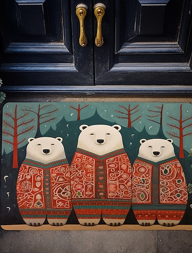  isbjörn dörrmatta golvmattor tvättbara mattor köksmatta skandinavisk folkkonst halkfri oljesäker matta inomhus utomhusmatta sovrumsinredning badrumsmatta entrématta
