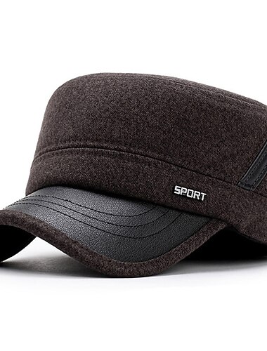  Herre Flat lue Baseballcaps Vinterhatter Militær Cap Kadetthatt Svart kaffe Bomull Reise utendørs Feriereise عادي Vindtett Varm