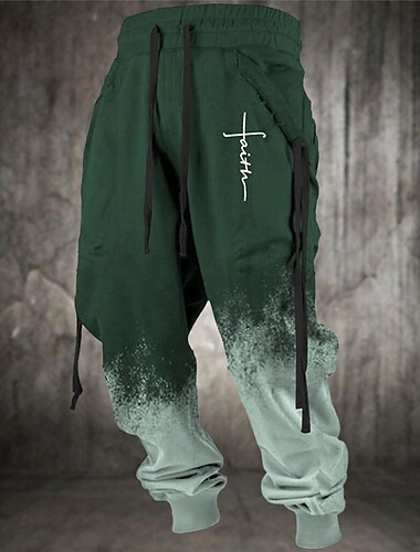  Vertrauen Vintage Herren 3D-Druck Jogginghose Trainingshose Jogginghose Jogger Hosen Hose Outdoor Strasse Casual Polyester Schwarz Blau Braun S M L Mittlere Taillenlinie Elastizität Hose