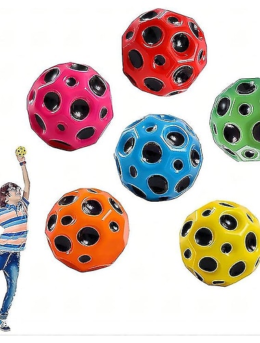  3 יחידות כדורי קפיצה אסטרו, כדורי גומי קופצניים בנושא חלל לילדים כדור שטח מקפץ סופר גבוה כדור מקפץ כדור פופ המשמש ספורטאים ככדור אימון ספורט כדור חושי נהדר