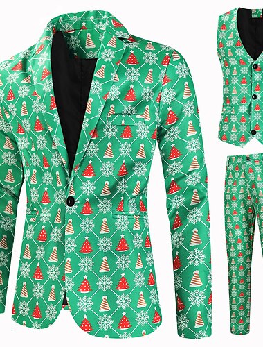  Kerstman Outfits Feestkostuum Kerst pakken Voor heren Kerstmis Pakken Volwassenen Kerstmis kerstavond Kerstmis Feest Jas Ves Broeken