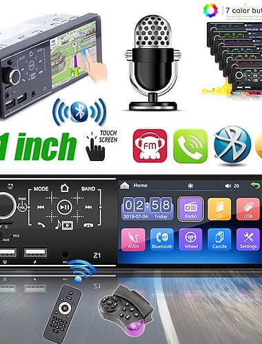  4,1''inch auto mp5-speler 1din hd capacitief touchscreen autoradio audioradio ondersteuning draadloze swc afstandsbediening / telefoon oplaadpoort / handsfree bellen / spiegellink / usb / tf-kaart /