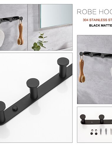  Badezimmerregal, Kleiderhaken, Badezimmerregal, neues Design, bezaubernd, kreativ, zeitgenössisch, modern, Edelstahl, kohlenstoffarmer Stahl, Metall, 1 Stück – Badezimmer-Wandmontage