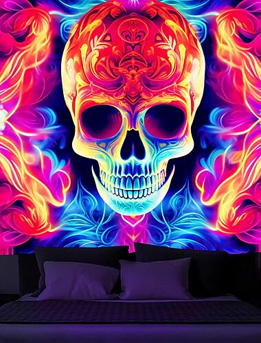  Χαλάκια Κεφάλι Χαλασμού Halloween UV Αντιδραστικά Φωτεινά Στο Σκοτάδι Στριφτό Ομίχλη Χαλάκια Τοιχογραφίας Τοίχου για Σαλονοκρεβατοκάμαρα