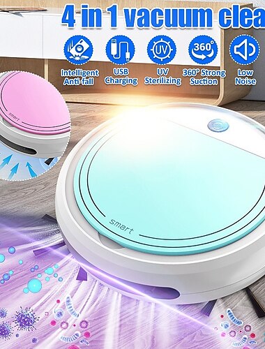  4 i 1 funktion starkt sug ny smart soprobot automatisk dammsugare kraftfull dammfångare med UV-steriliseringsfunktion för golvavfall på hemmakontoret & smutsrengöring