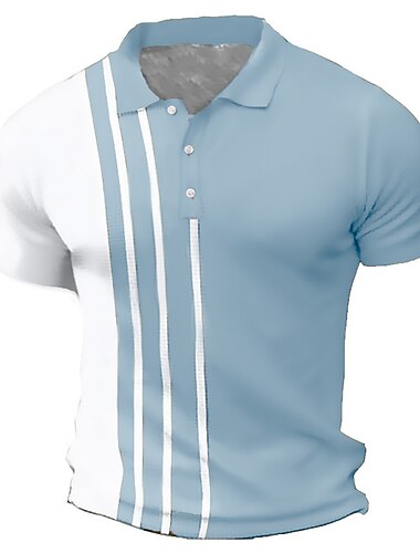  رجالي قمصان بولو الوافل محكم فضفاض مناسب للبس اليومي طوق بولو كلاسيكي كم قصير موضة كاجوال مخطط زر أمامي للربيع والصيف الصيف الربيع عادي أزرق أسود وردي بلاشيهغ أخضر داكن رمادي فاتح قمصان بولو الوافل