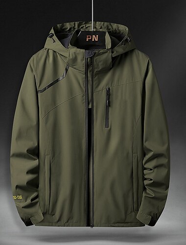  Herren Outdoorjacke Regenjacke Wanderjacke Freizeitskleidung Urlaub Wochenende Weich Zip WASSERDICHT Herbst Winter Glatt Warm Moderne zeitgenössische Mit Kapuze Sportkleidung Dick Standard Schwarz