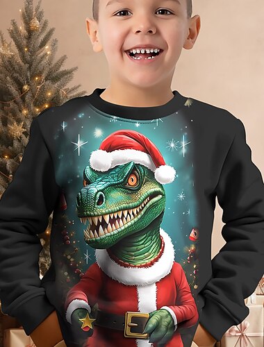Новогодняя тематика Мальчики 3D Динозавр Рождественская толстовка Толстовка Pullover Длинный рукав 3D печать Осень Зима Мода Уличный стиль Круто Полиэстер Дети 3-12 лет Вырез под горло   Новогодняя тематика Мальчики 3D Динозавр Рождественская толстовка Толстовка Pullover Длинный рукав 3D печать Осень Зима Мода Уличный стиль Круто Полиэстер Дети 3-12 лет Вырез под горло
