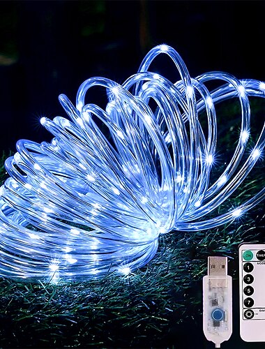  1 Stück Weihnachts-USB-Röhrenlicht für den Innen- und Außenbereich, Hof, Hochzeit, festliche Dekoration, Lichterkette, 7 m – 50 LEDs/12 m – 100 LEDs/20 m – 200 LEDs/30 m – 300 LEDs