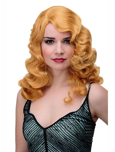  Lady Wig Cosplay Classic Femme Fatale Diva Wavy Long Parting Golden Blond 20 Halloween Wigs