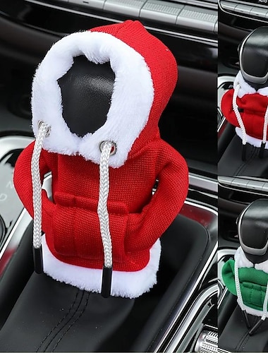  Santa Claus cubierta de cambio de marchas de coche Sudadera con capucha mini sudadera con capucha de moda para auto palanca de cambios perilla regalos de navidad