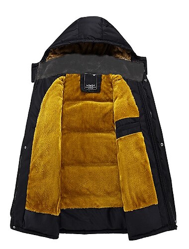  Herren Wintermantel Winterjacke puffer jacket Steppjacke übergangsjacke Campen und Wandern Warm Winter Feste Farbe Helles Schwarz Schwarz Pufferjacke