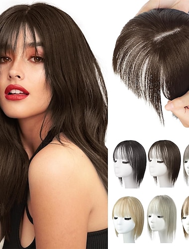  Hair Toppers for Women Adding Hair Volume Topper with Bangs 12 Inch Synthetic Invisible Clips in Hair Pieces with Thinning Hair Natural Looking Topper Hair Extension for Daily Use