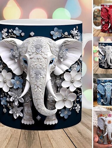  kubek słonia, kubek z nadrukiem słonia, kubek z nadrukiem słonia 3D, kubki z nadrukiem 3D, kubek ceramiczny z nadrukiem słonia, kubek do kawy 3D słonia, przyjaźń sióstr, ozdoba słonia dla plemienia kobiet