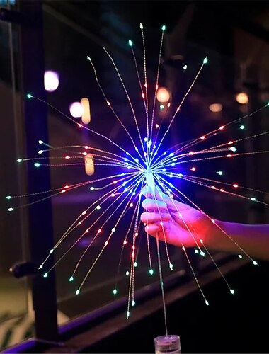  Φώτα πυροτεχνημάτων led υπαίθριο αδιάβροχο κρεμαστό φωτιστικό κορδόνι αστεριών για διακόσμηση εορτών νεράιδα πρωτοχρονιάτικο φως